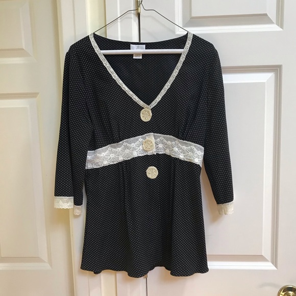 Miguelina Payton Lace-Trimmed Polka Dot Blouse - Picture 2 of 7